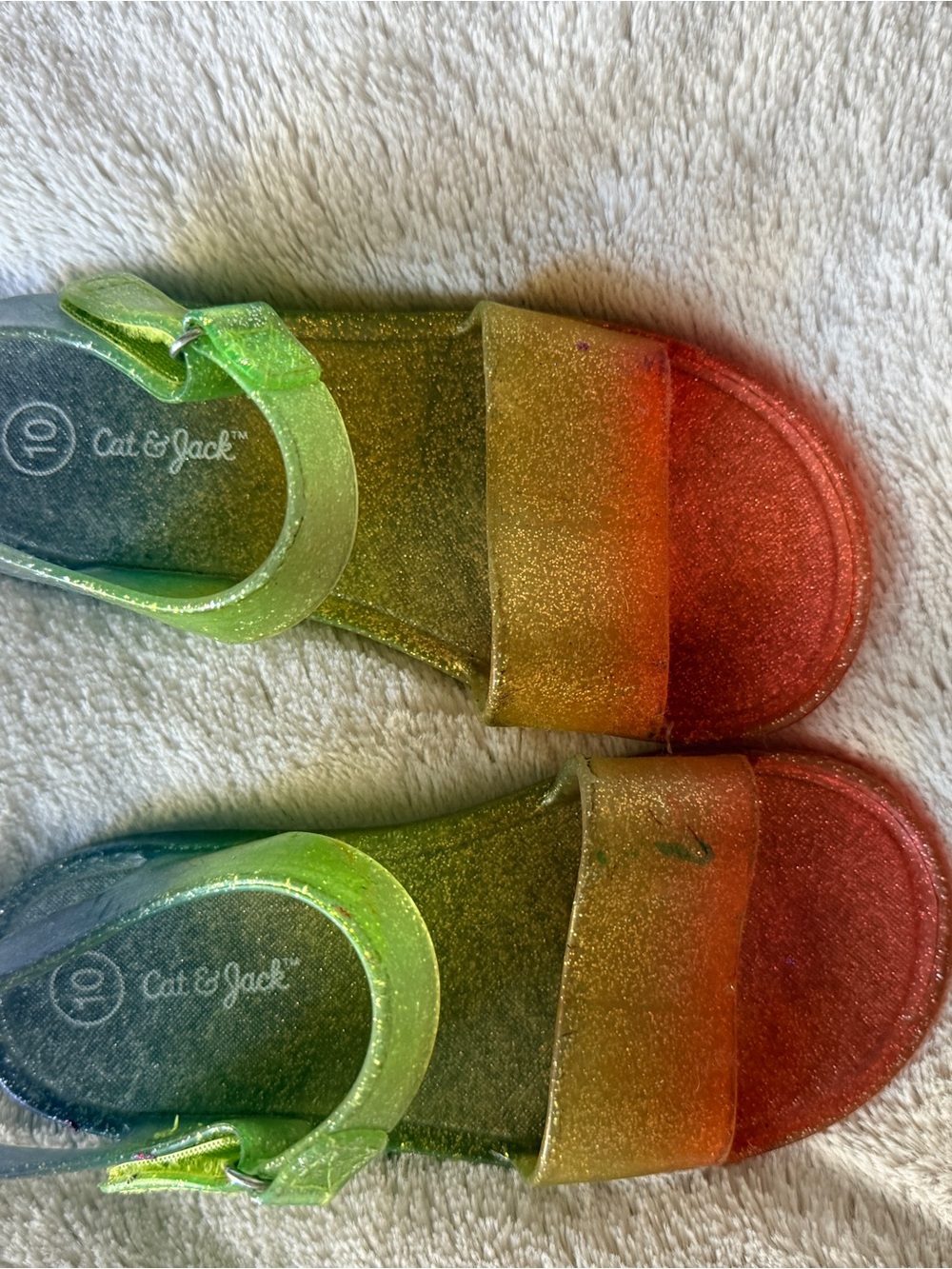 Cat & Jack Rainbow Glitter Sandals Toddler Size 10